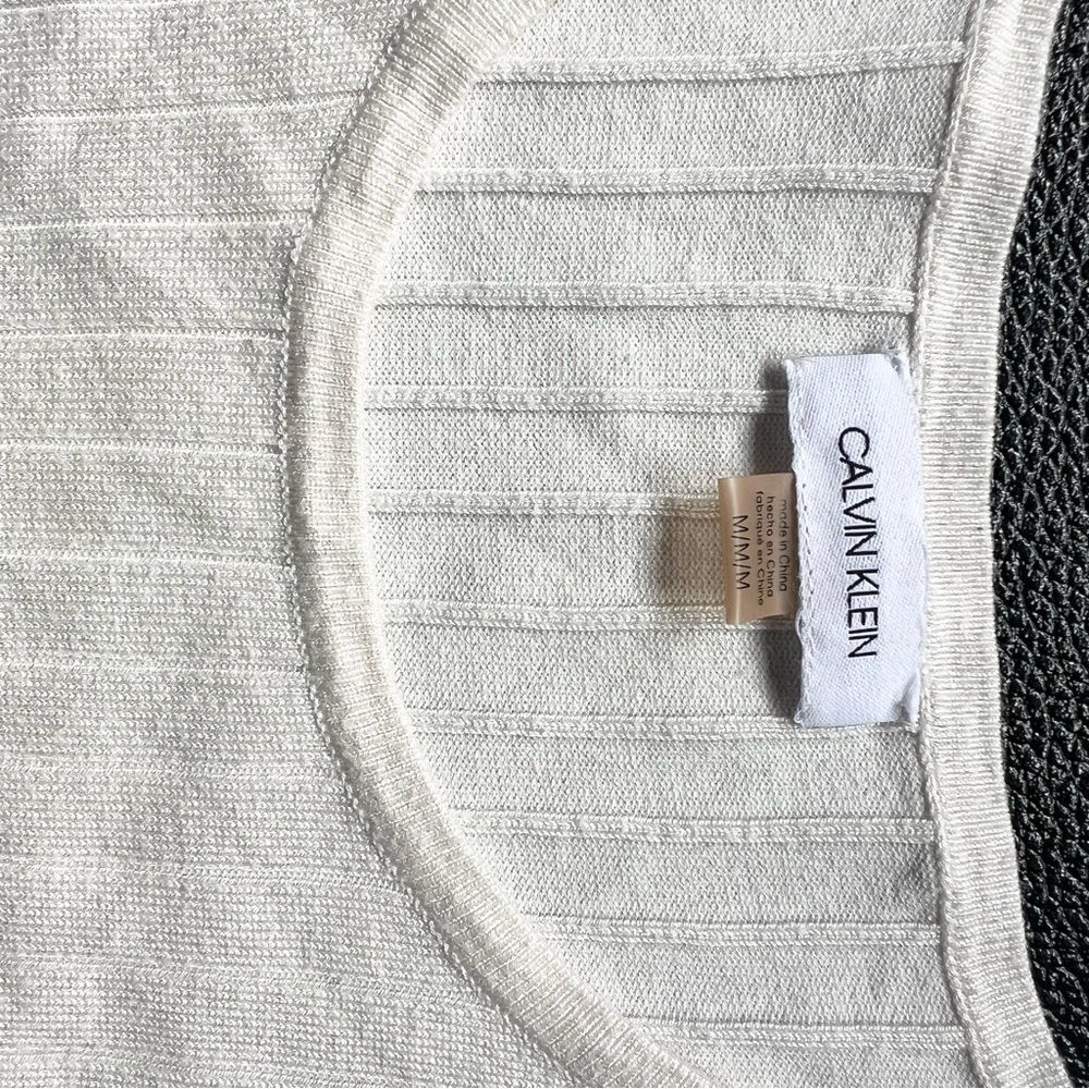 Calvin Klein Cream Ribbed Knit Top - Picture 4 of 5